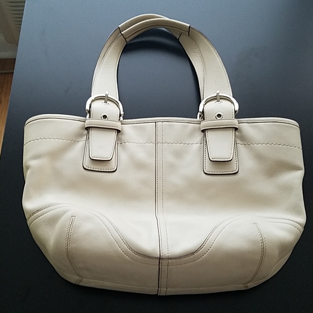 Coach off-white leather handbag